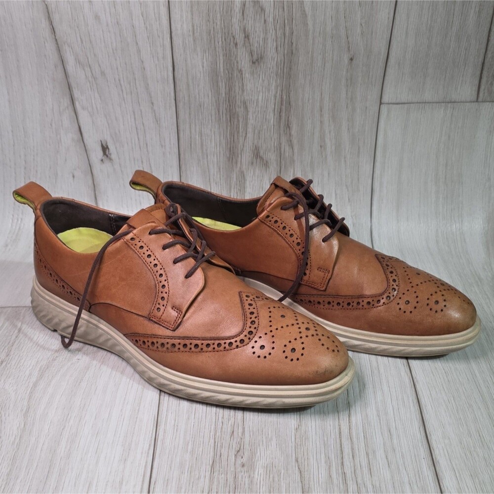 ECCO Men's Brown Leather Lace-Up Brogue Dress Shoes Round Toe EU 43 US 9 - Picture 4 of 8